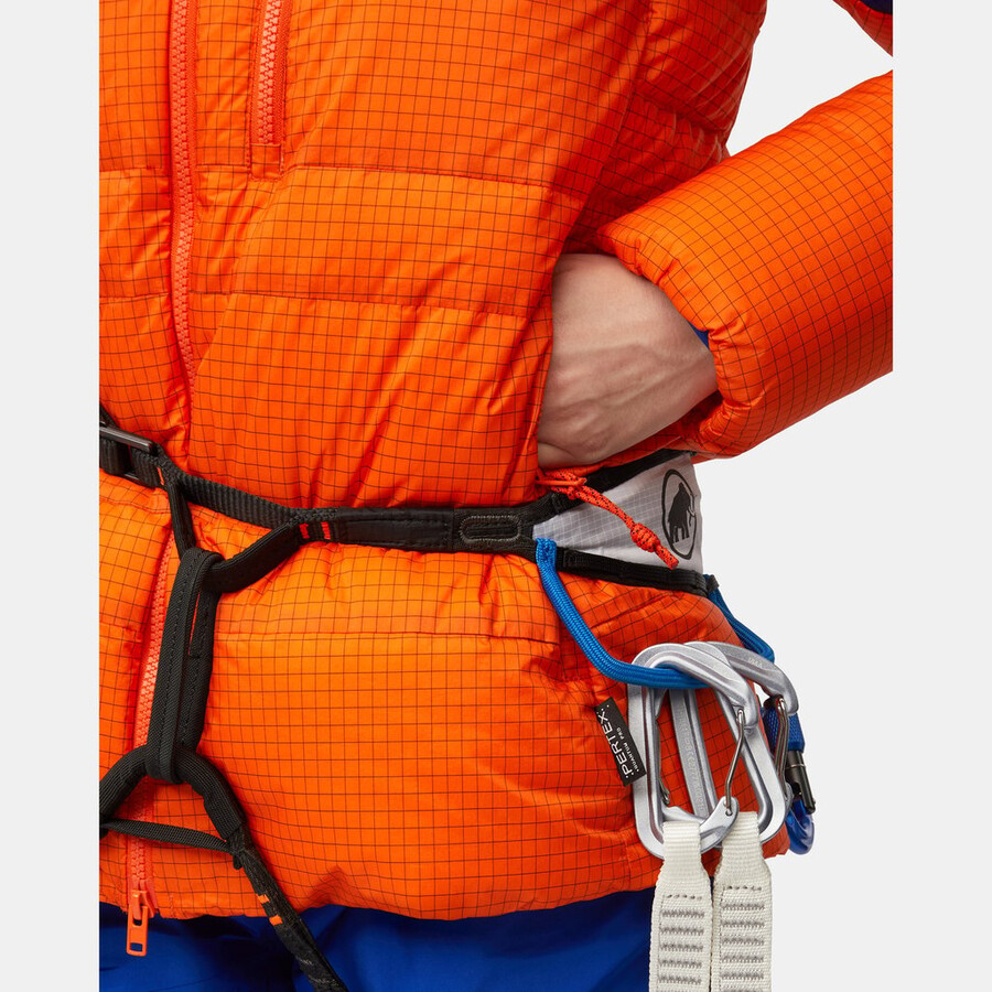 jaqueta com capuz eiger nordwand advanced down in feminina cor laranja eigerazul eiger