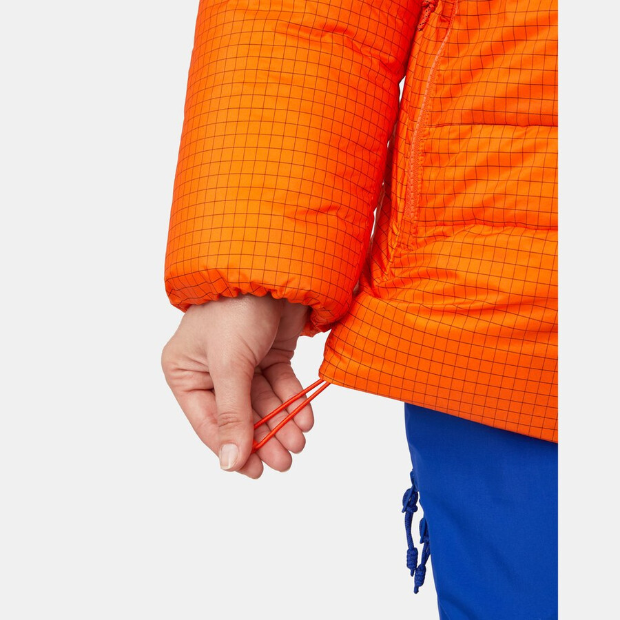 jaqueta com capuz eiger nordwand advanced down in feminina cor laranja eigerazul eiger