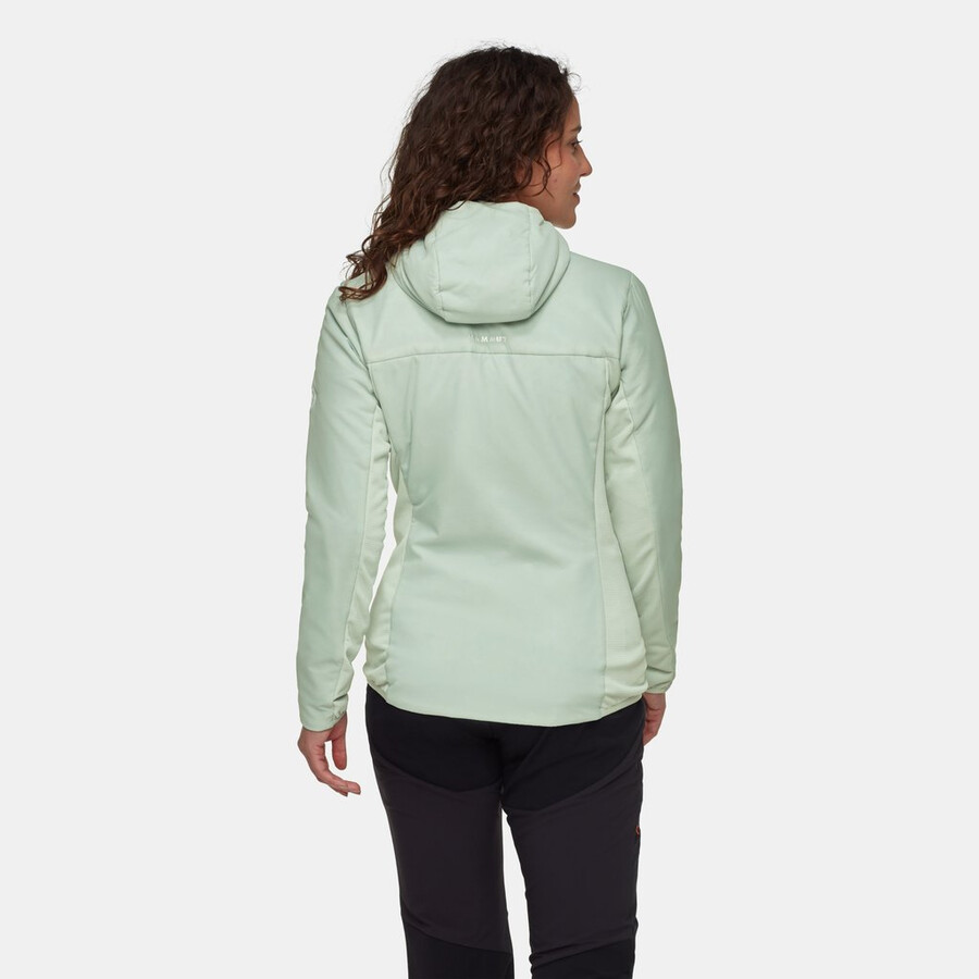 jaqueta com capuz híbrida rime light in feminina cor verde-azulado escuro.
