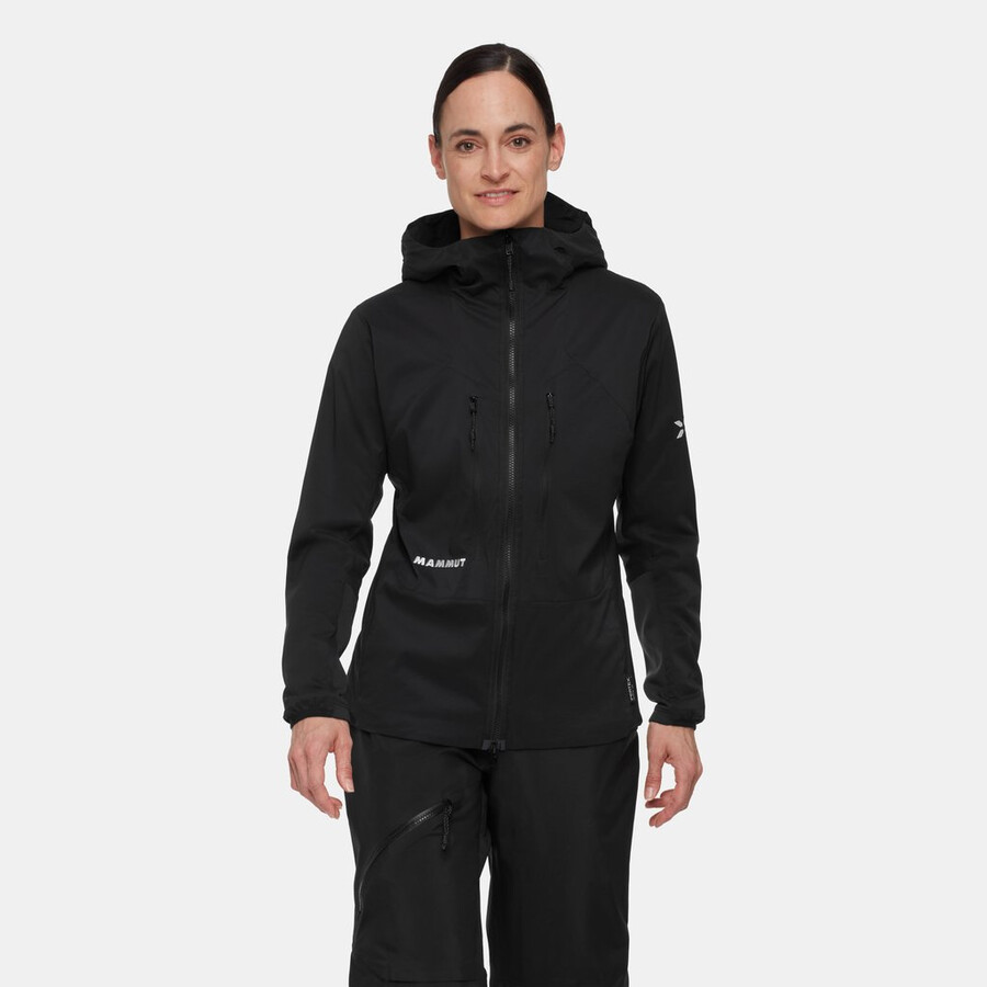jaqueta com capuz eiger nordwand in flex air feminina preta