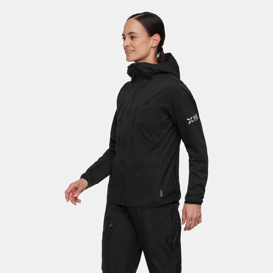 jaqueta com capuz eiger nordwand in flex air feminina preta