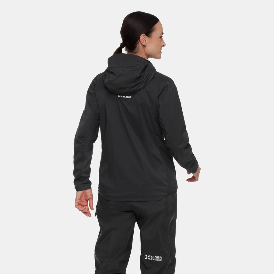 jaqueta com capuz eiger nordwand in flex air feminina preta