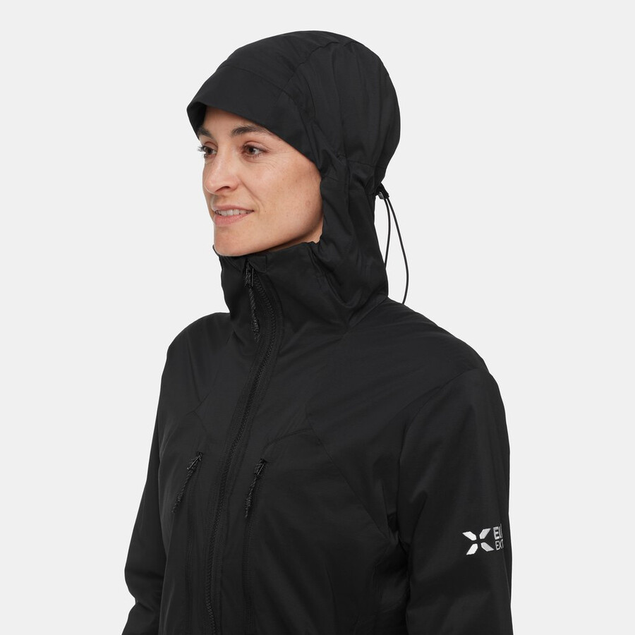 jaqueta com capuz eiger nordwand in flex air feminina preta
