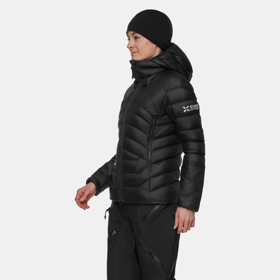 jaqueta com capuz eiger nordwand light down in feminina preta