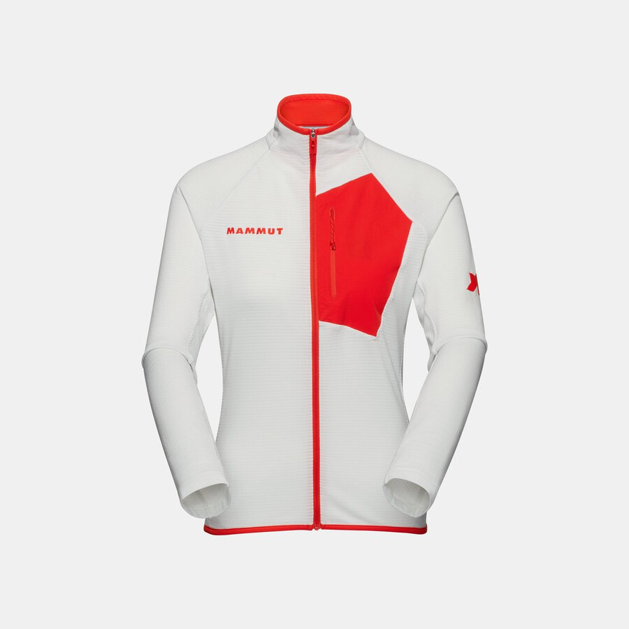 jaqueta feminina assos x mammut aenergy light ml branca e vermelha