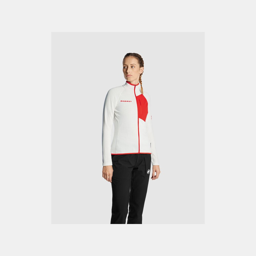 jaqueta feminina assos x mammut aenergy light ml branca e vermelha