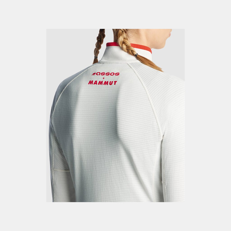 jaqueta feminina assos x mammut aenergy light ml branca e vermelha