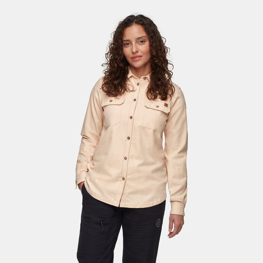 camisa tamaro de manga comprida feminina marrom claro sem tingimento