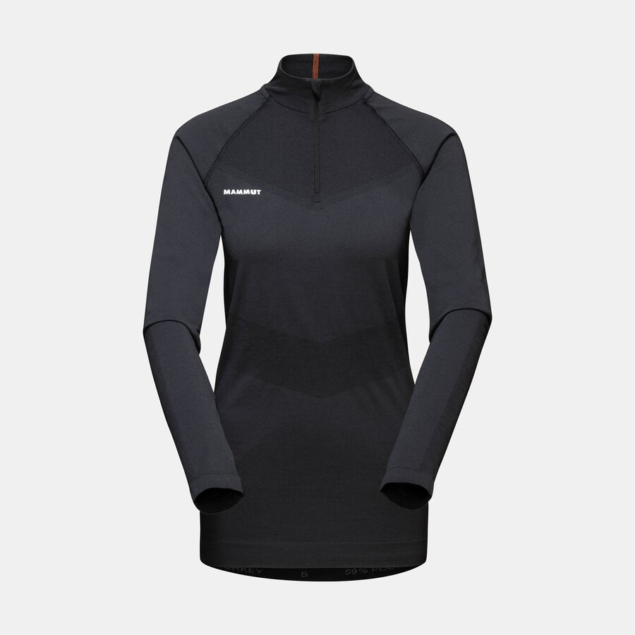 trift camisa feminina de manga comprida com meio zíper preta