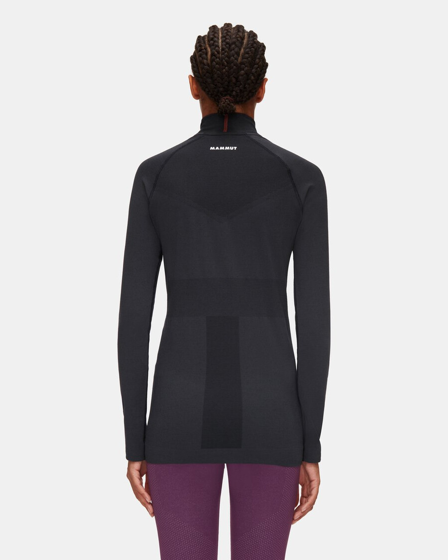 trift camisa feminina de manga comprida com meio zíper preta