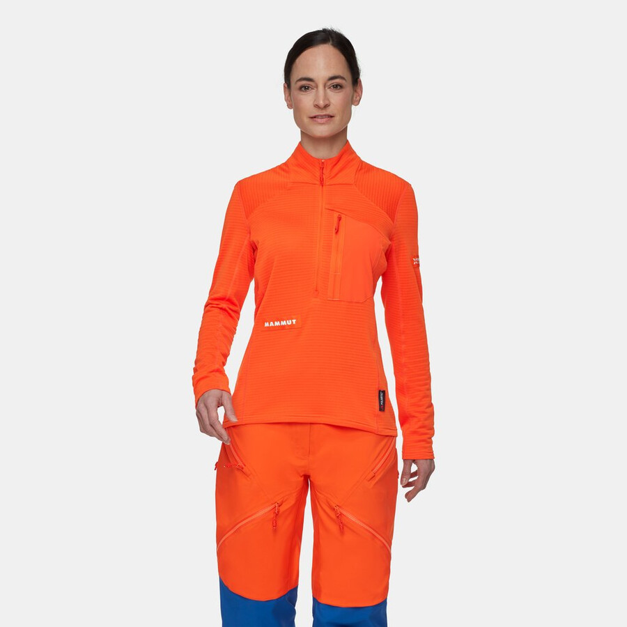 puxador de meio zíper eiger nordwand advanced fl feminino laranja eiger