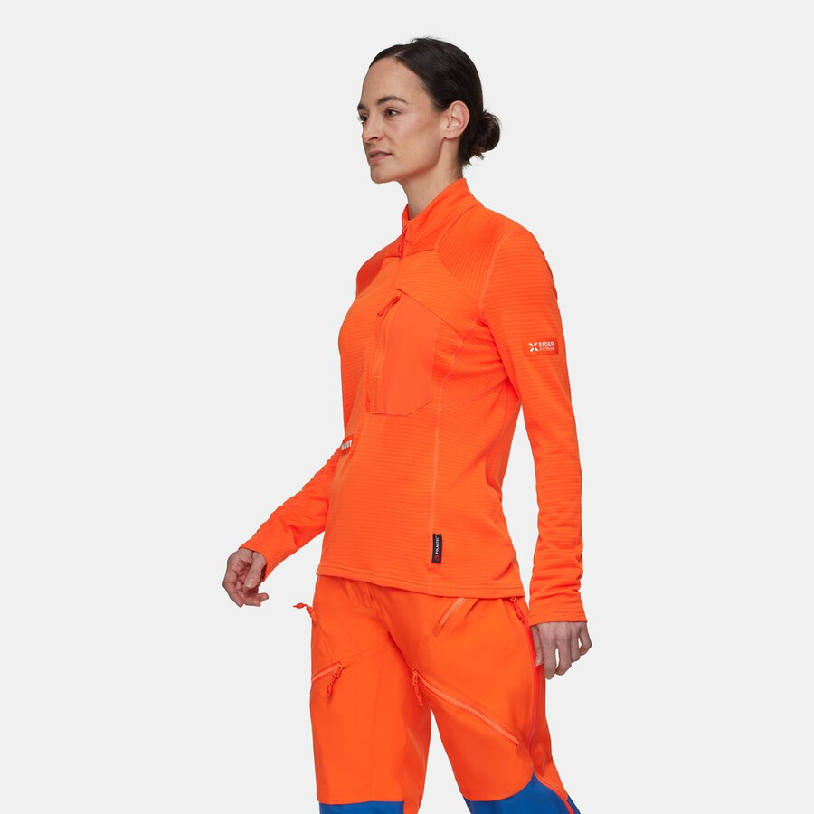puxador de meio zíper eiger nordwand advanced fl feminino laranja eiger