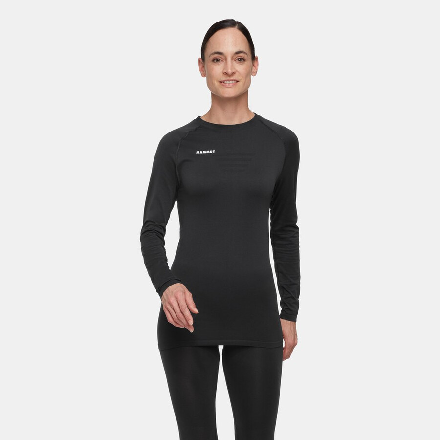 camiseta feminina de manga comprida all-mountain seamless bl preta tamanho médio.