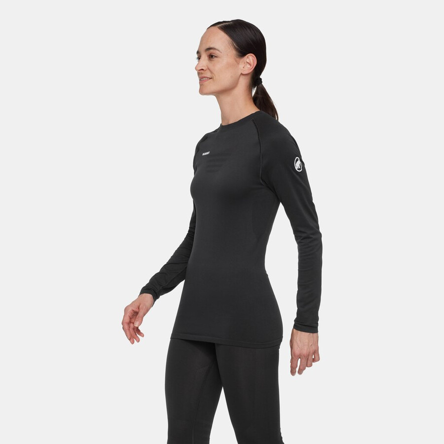 camiseta feminina de manga comprida all-mountain seamless bl preta tamanho médio.