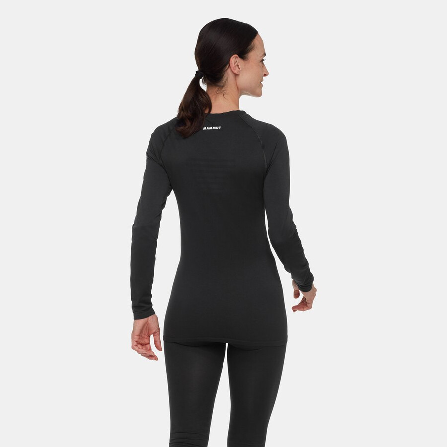 camiseta feminina de manga comprida all-mountain seamless bl preta tamanho médio.