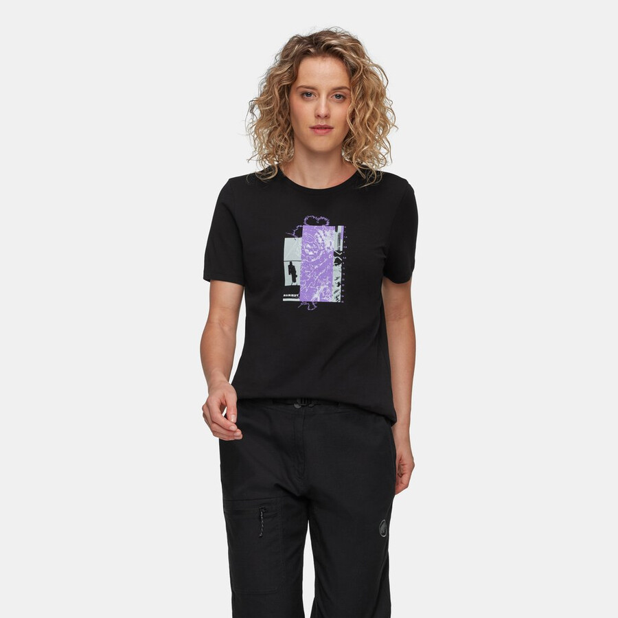 camiseta feminina mammut core com estampa floral alpina preta.