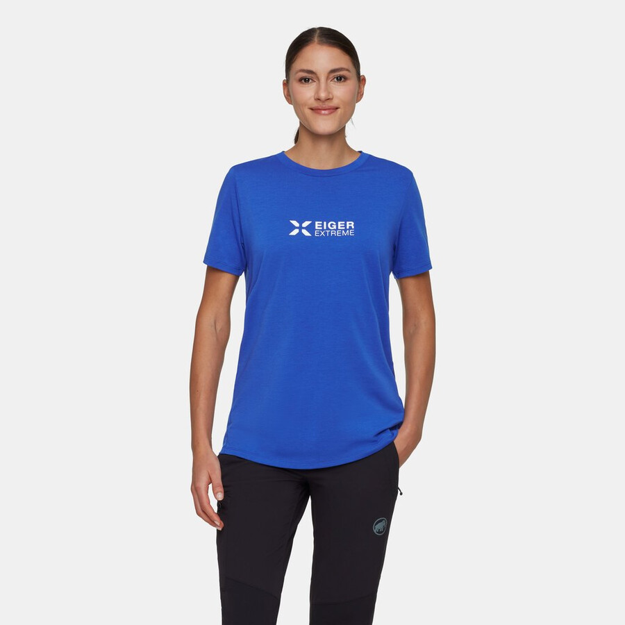 camiseta feminina com o logotipo do eiger azul eiger