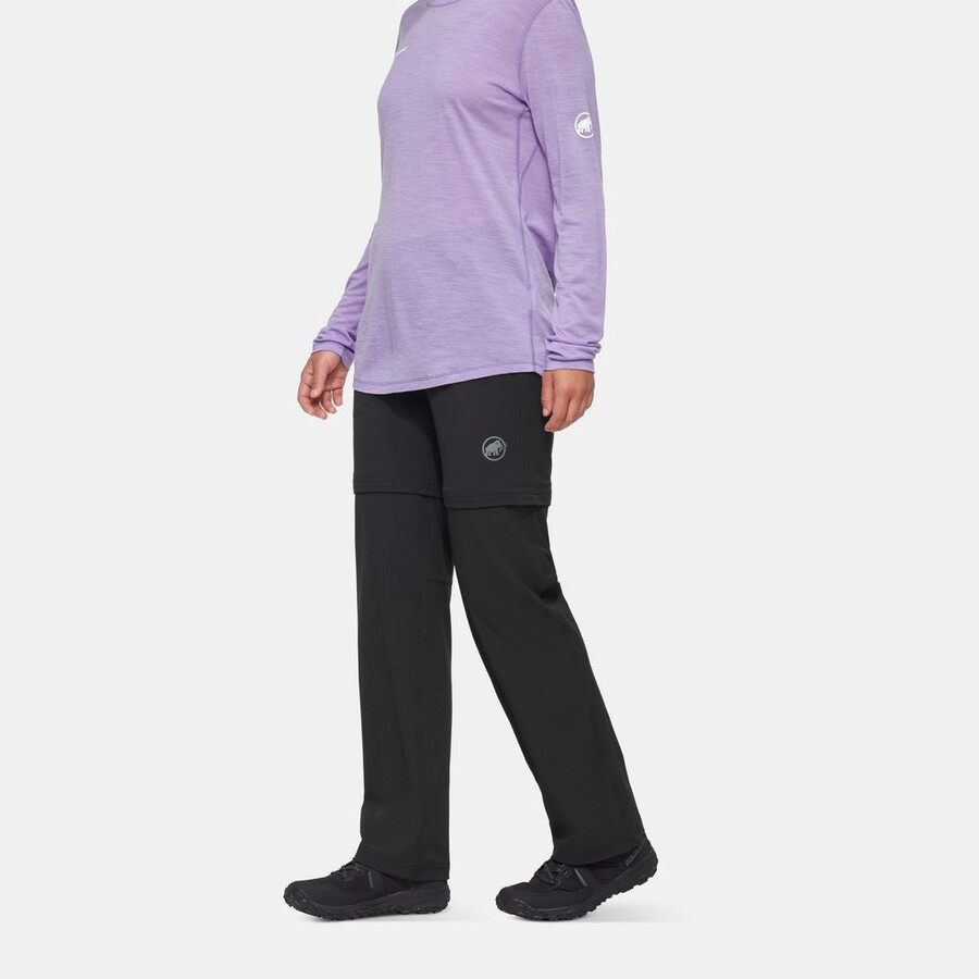 calça de caminhada feminina com zíper frontal em v na cor prata sálvia