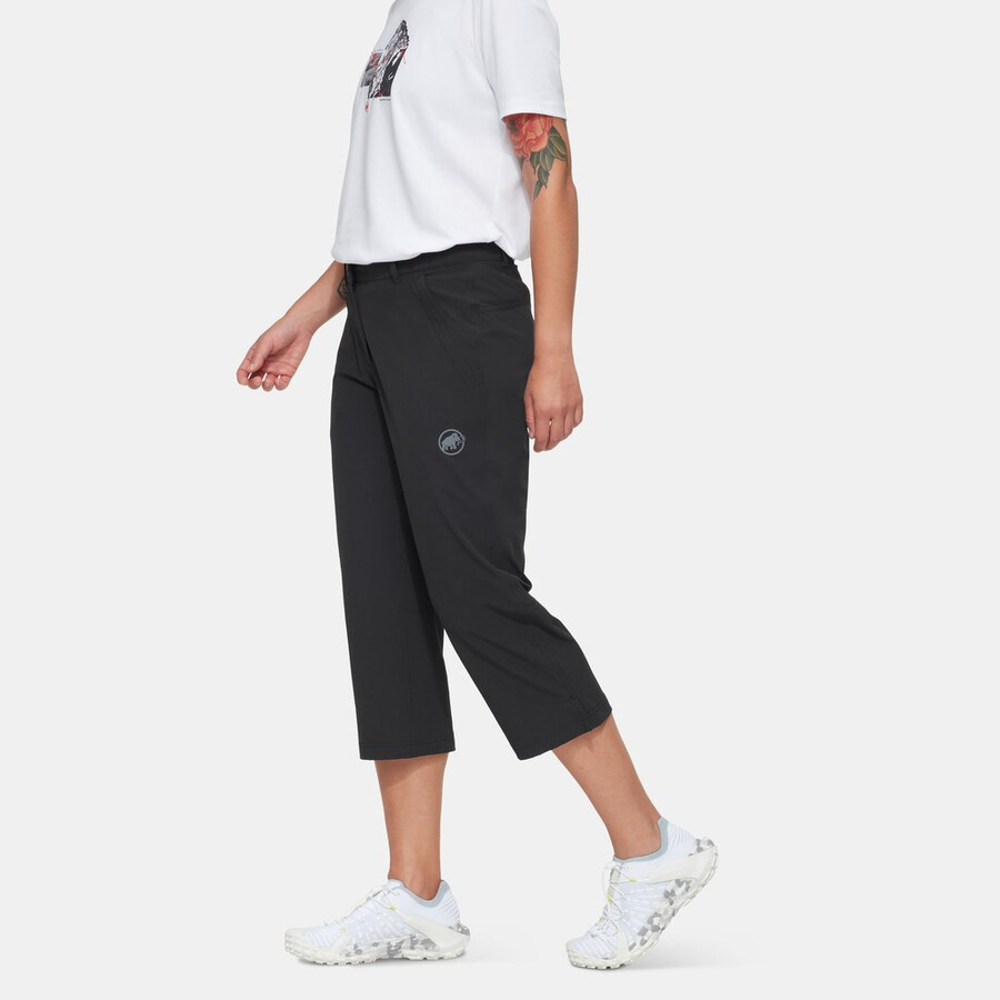 calça capri feminina preta para caminhadas com decote em v