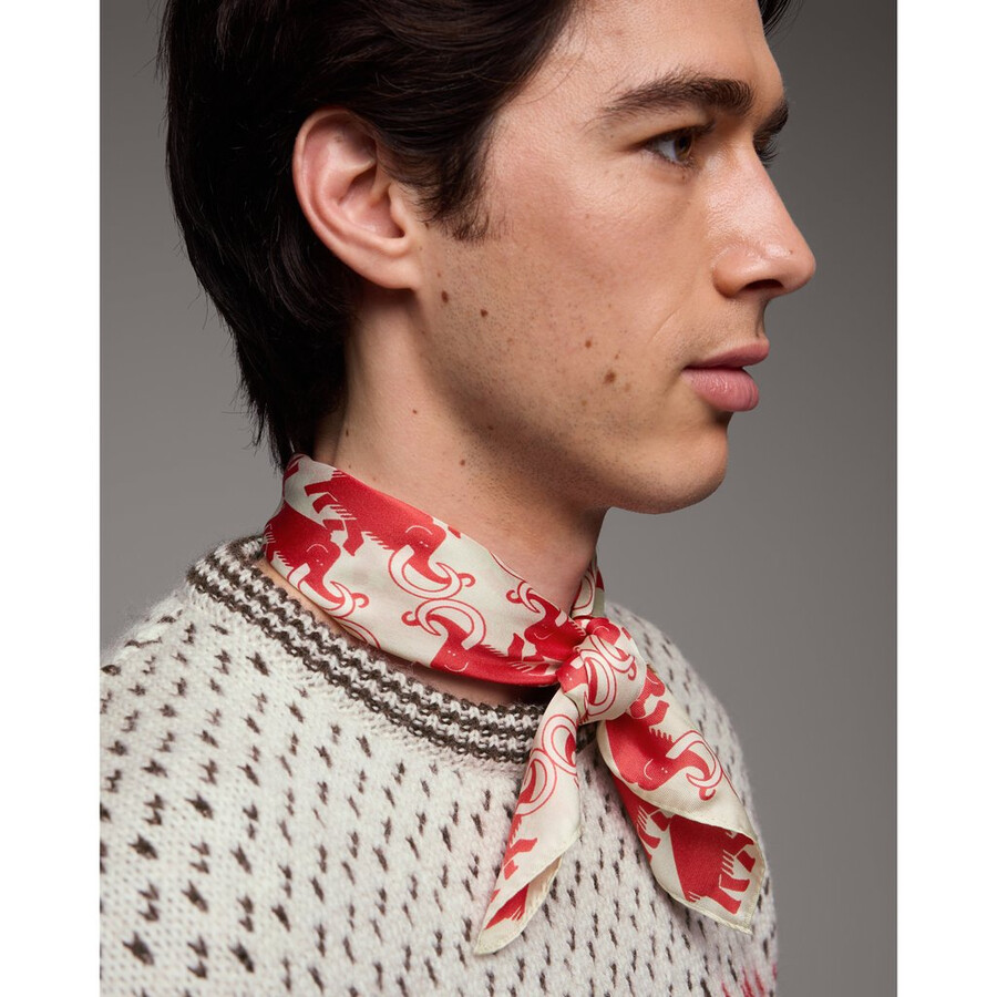 lenço de seda mammut x cabourn direttissima branco pedra-vermelho mammut
